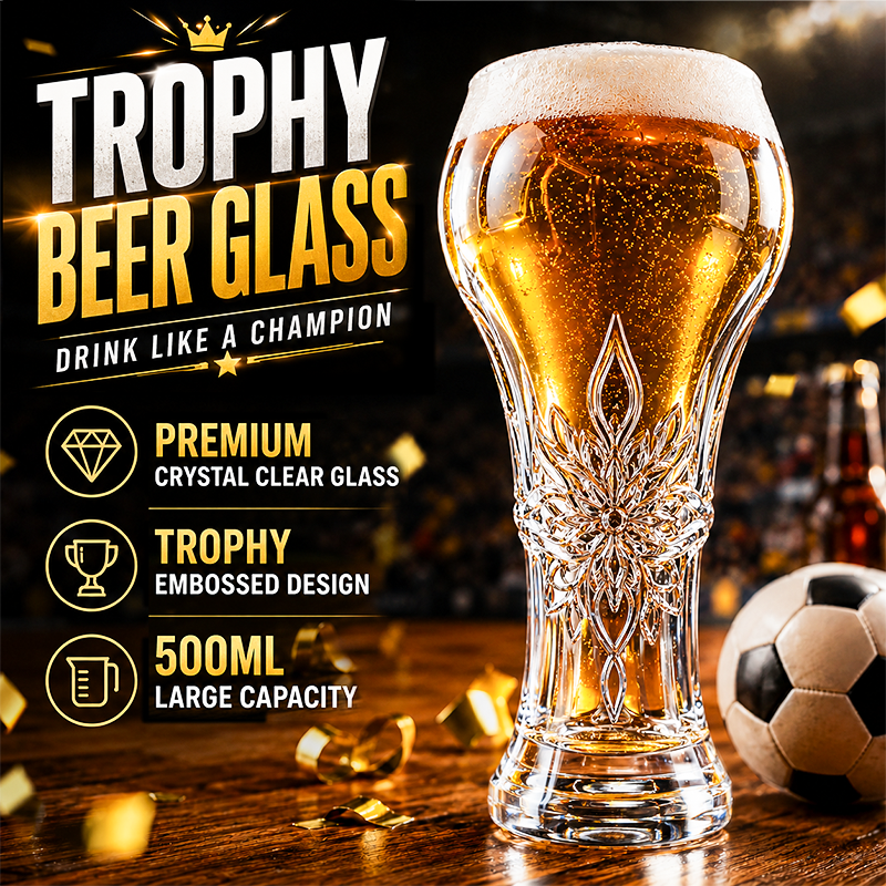 🥳2026 HOT SALE🥳💞50K+ SOLD!🏆🍺 50% OFF! Large Capacity Ornate Beer Glass – Trophy‑embossed, 500ml crystal clear. Perfect for World Cup nights. Hold like a champion! ⚽✨