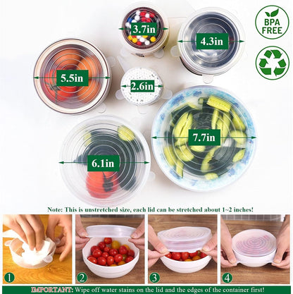 Silicone Stretch Lids Reuseable Microwave Safe Flexible Covers (offer)