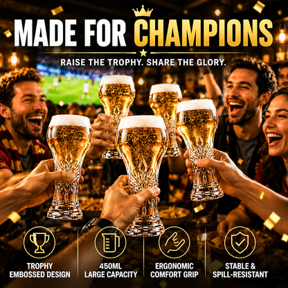 🥳2026 HOT SALE🥳💞50K+ SOLD!🏆🍺 50% OFF! Large Capacity Ornate Beer Glass – Trophy‑embossed, 500ml crystal clear. Perfect for World Cup nights. Hold like a champion! ⚽✨
