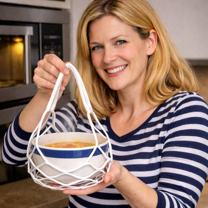 2-in-1  Silicone Mesh Bag & Heat-Resistant Trivet Mat for Hot Bowls (Offer)
