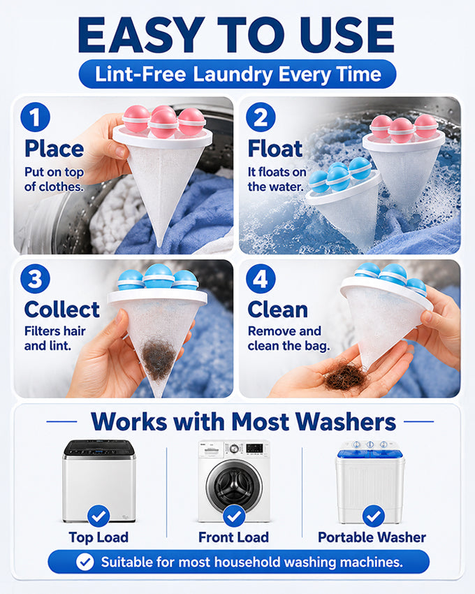 🧺 BUY 1 GET 2 FREE! 🧼 Floating Lint Mesh Bag – Catches Hair & Lint, Reusable & Protects Washing Machine/Drain 🚿
