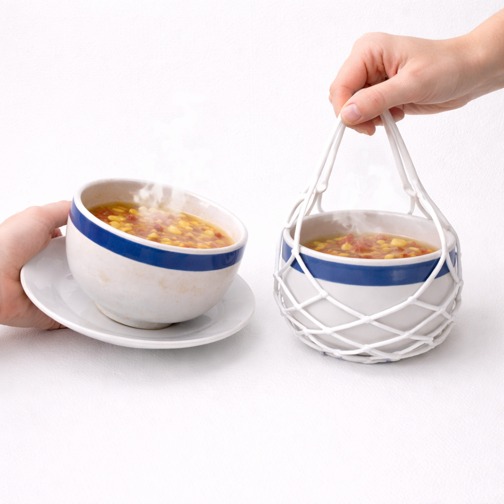 2-in-1  Silicone Mesh Bag & Heat-Resistant Trivet Mat for Hot Bowls (Offer)