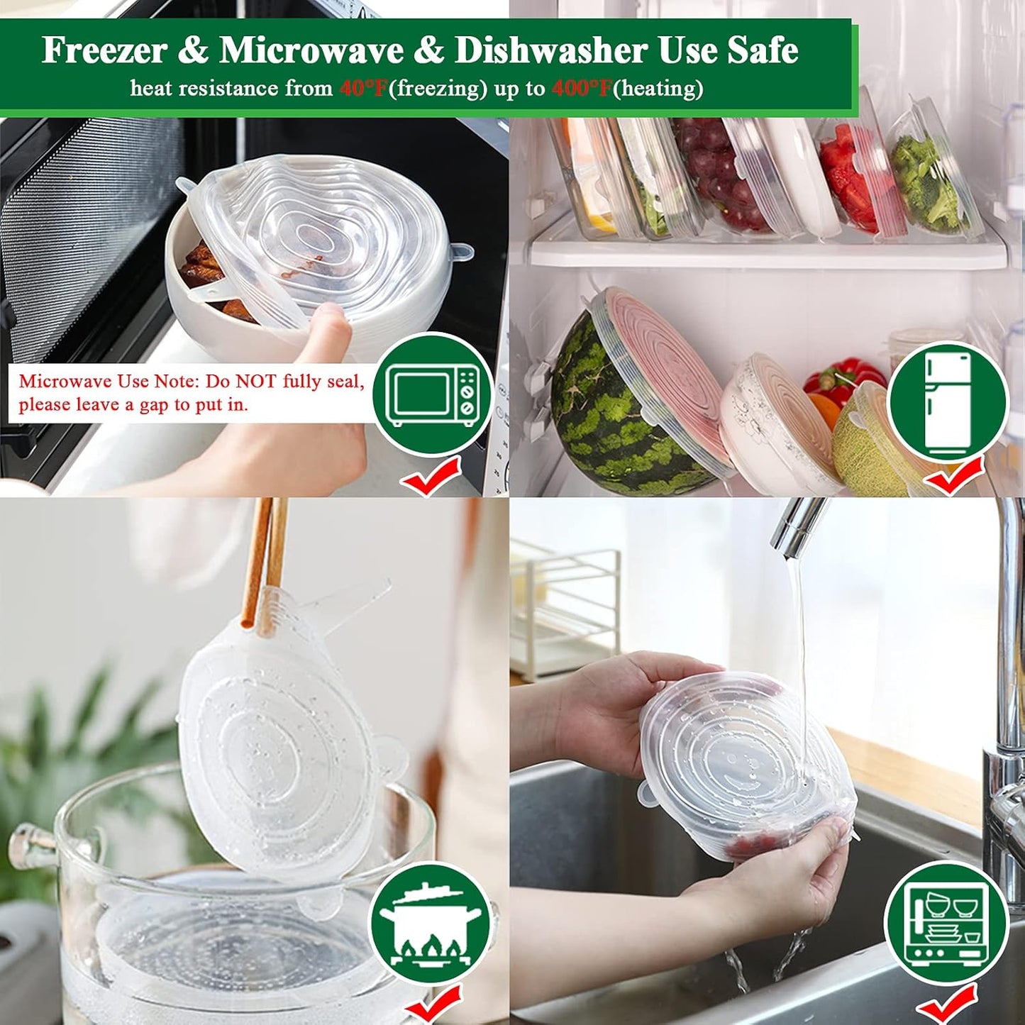 Silicone Stretch Lids Reuseable Microwave Safe Flexible Covers (offer)