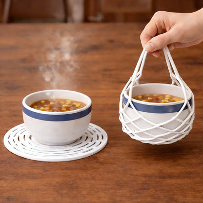 2-in-1  Silicone Mesh Bag & Heat-Resistant Trivet Mat for Hot Bowls (Offer)