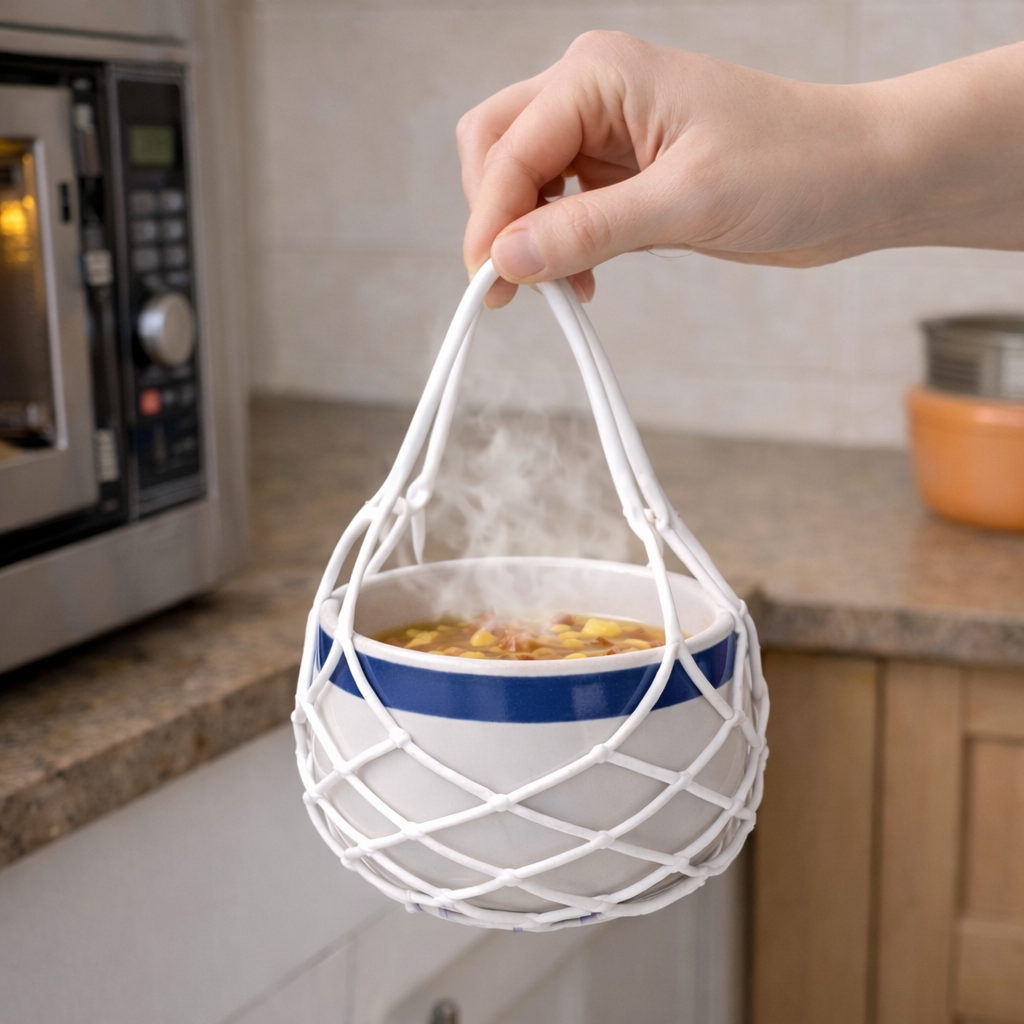 2-in-1  Silicone Mesh Bag & Heat-Resistant Trivet Mat for Hot Bowls (Offer)