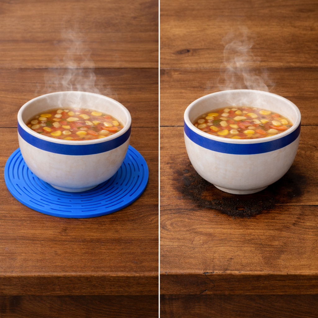 2-in-1  Silicone Mesh Bag & Heat-Resistant Trivet Mat for Hot Bowls (Offer)
