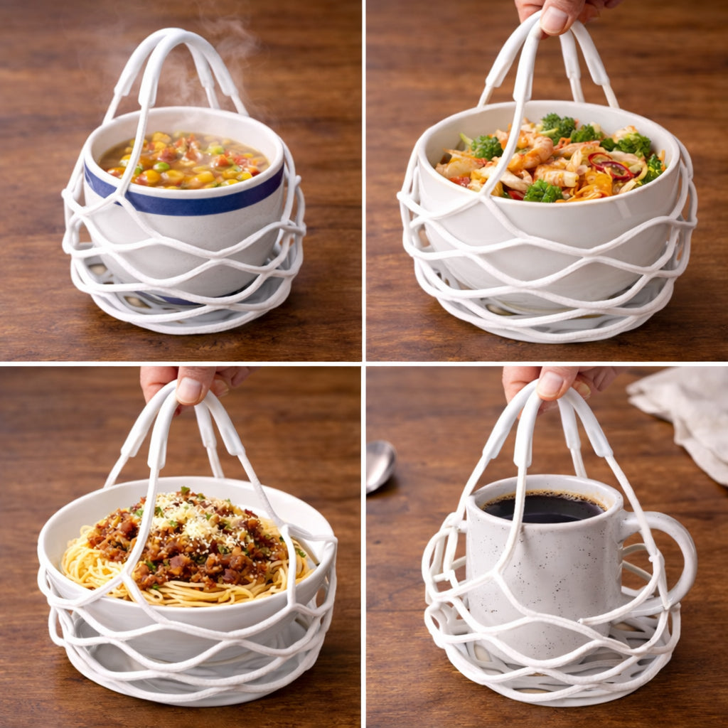 2-in-1  Silicone Mesh Bag & Heat-Resistant Trivet Mat for Hot Bowls (Offer)