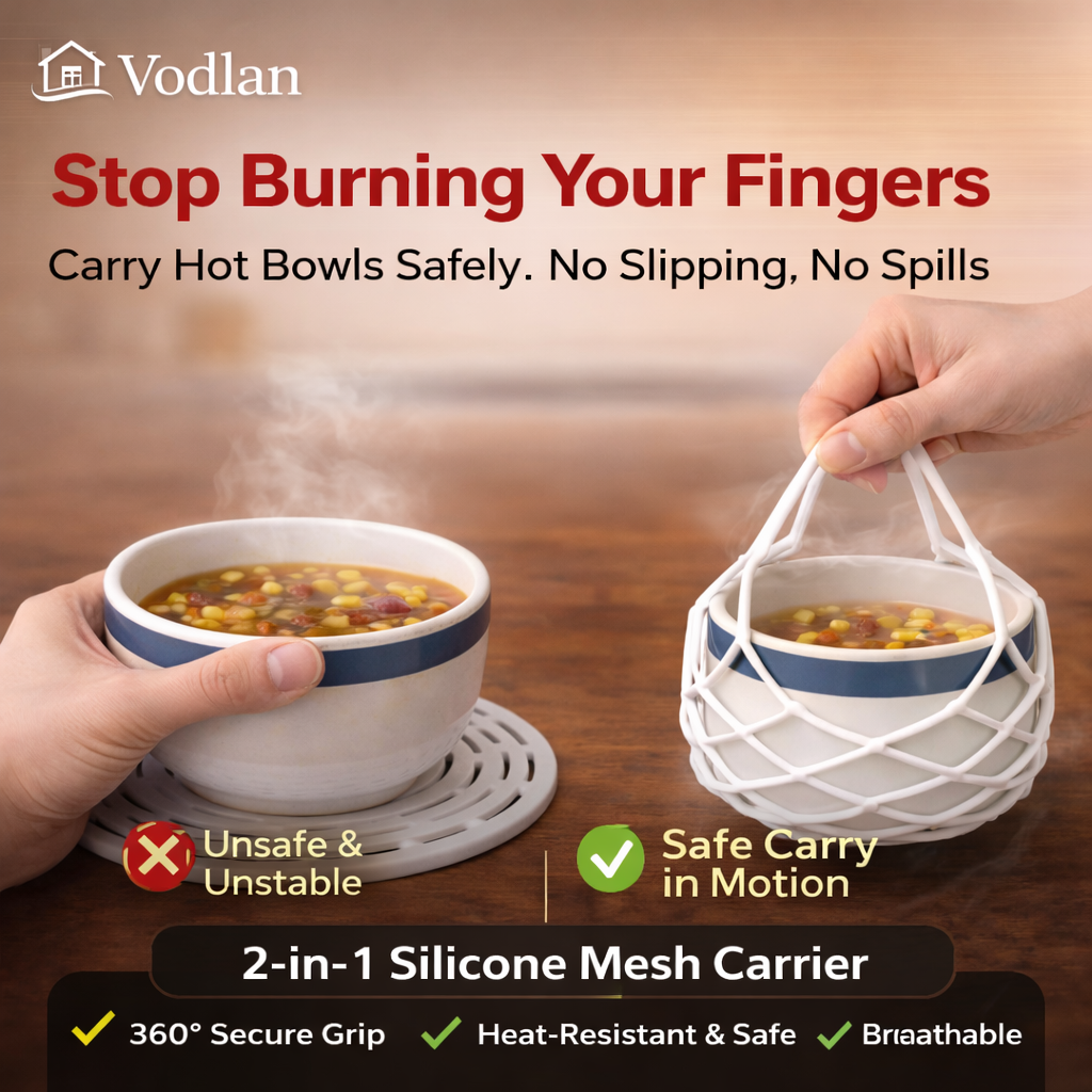 2-in-1  Silicone Mesh Bag & Heat-Resistant Trivet Mat for Hot Bowls (Offer)
