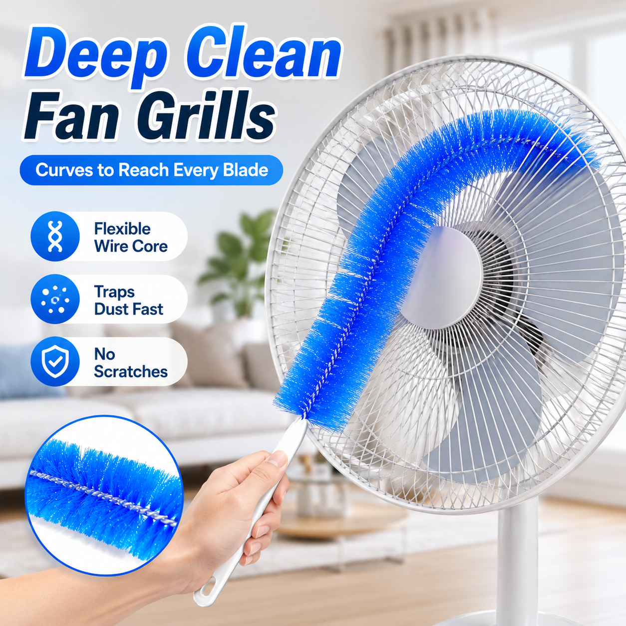 Bendable Microfiber Head,Reusable Dust Remover,Fan Cleaner Brush,Duster,Cleaner Brush,Washable,ldeal for Ceiling Fan Blades,Curtains,Air Vents,Cars Et.